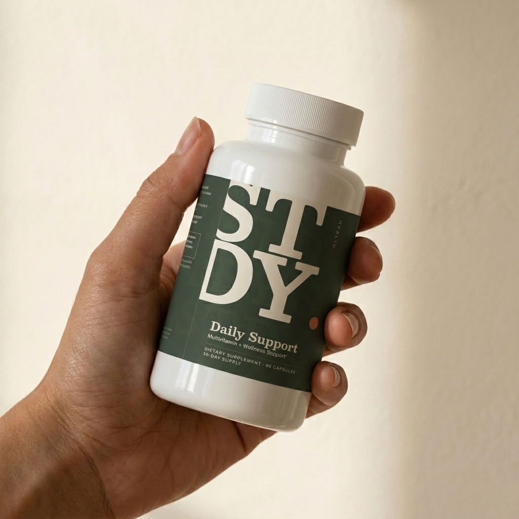 Daily Support bottle held in hand