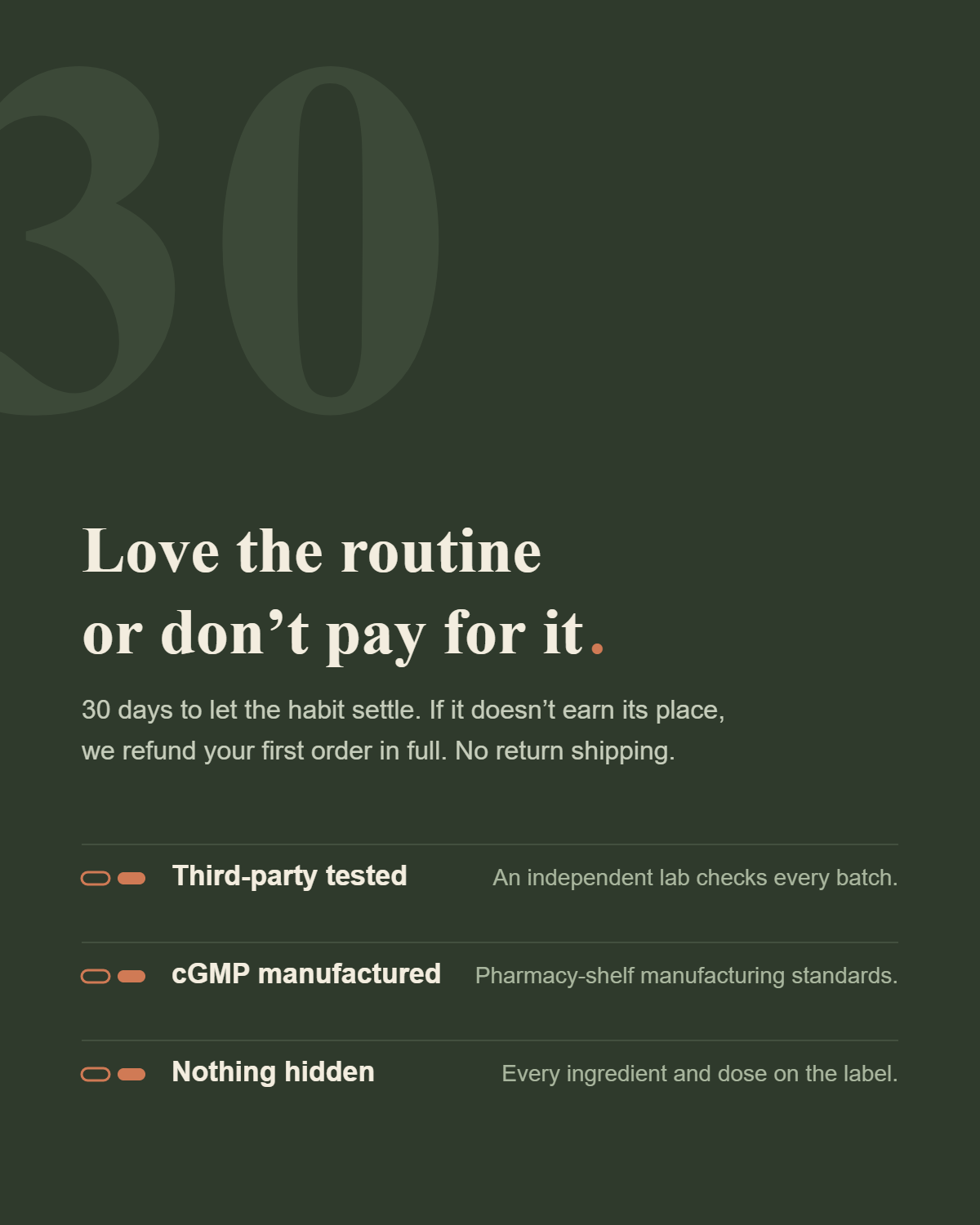 30-day guarantee and quality standards